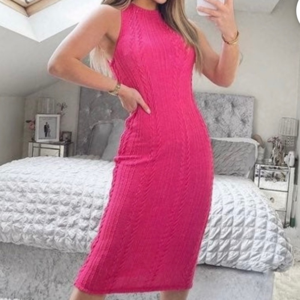 ZARA Bright Fuchsia knit dress